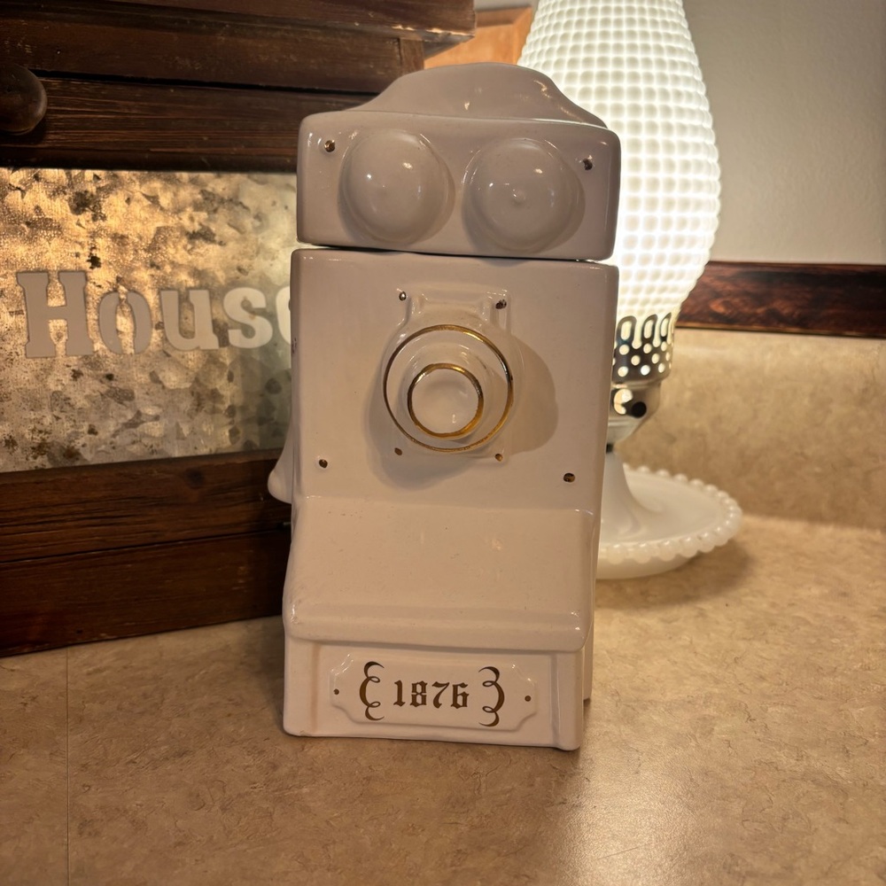 House of Webster Vintage Ceramic Cookie Jar or Wall Canister, Old Crank Phone - Picture 12 of 14
